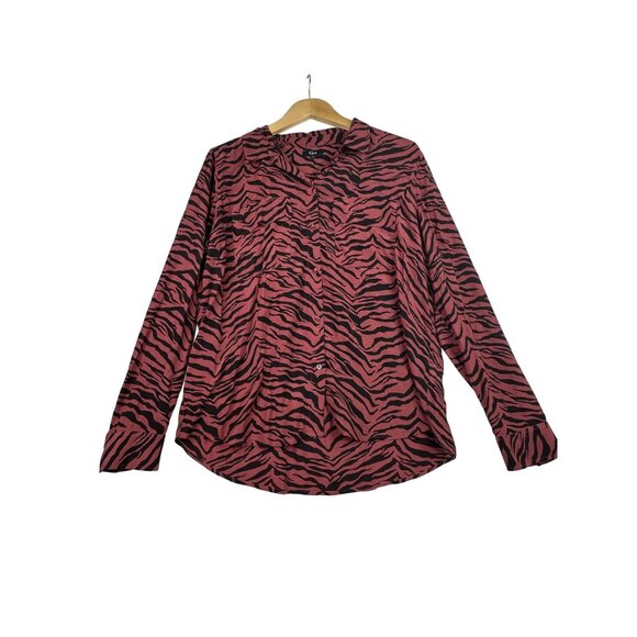 Rails‎ Dries Rust Tiger Striped Button Down Long Sleeve Shirt size Large - Picture 1 of 7